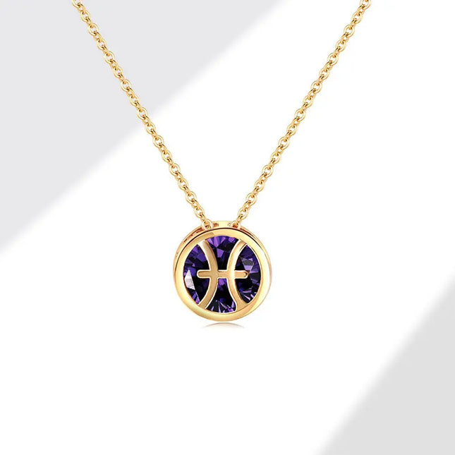 Retro Zodiac Crystal Necklace