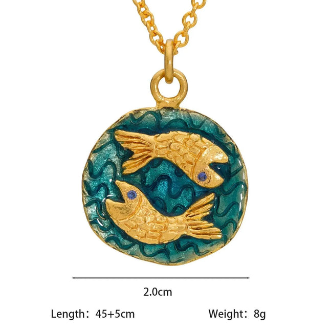 Vintage Zodiac Tarot Coin Necklace
