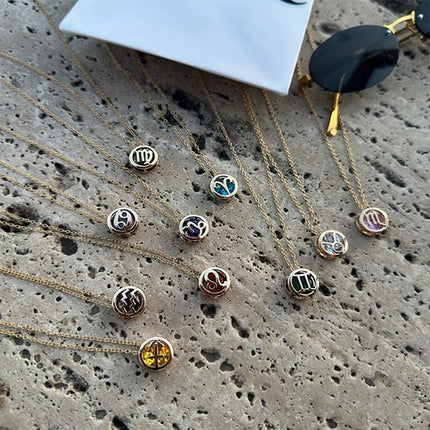 Retro Zodiac Crystal Necklace