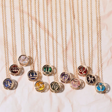 Retro Zodiac Crystal Necklace