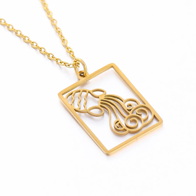 Square Pendant Zodiac Necklace