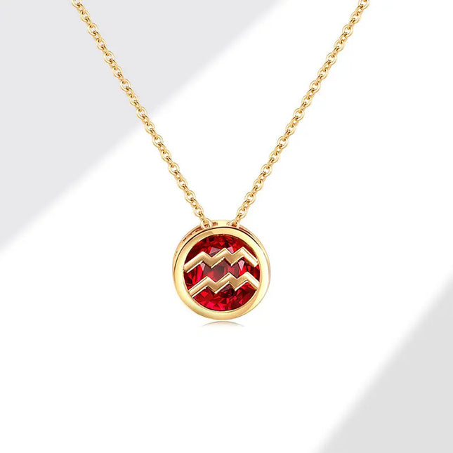 Retro Zodiac Crystal Necklace