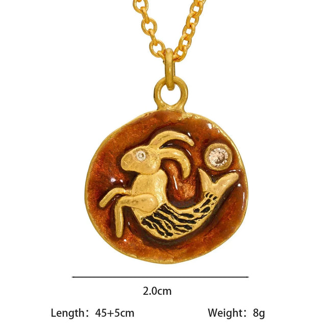 Vintage Zodiac Tarot Coin Necklace