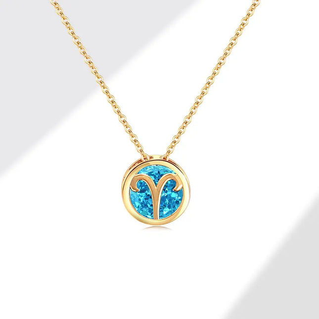 Retro Zodiac Crystal Necklace