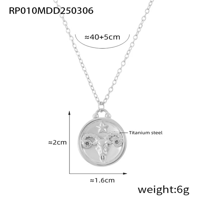 Classic Anaglyph Zodiac Sign Necklace