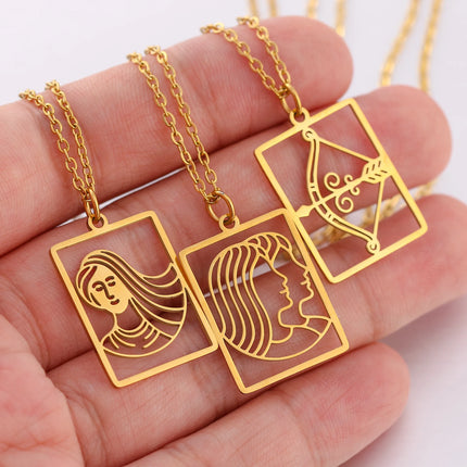 Square Pendant Zodiac Necklace