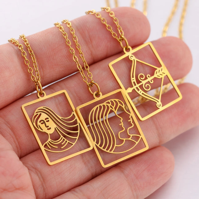 Square Pendant Zodiac Necklace