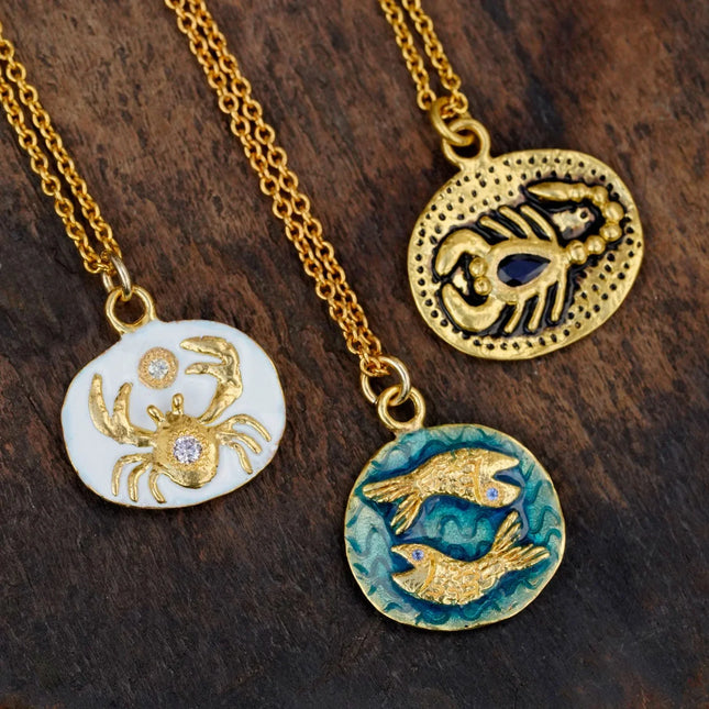 Vintage Zodiac Tarot Coin Necklace