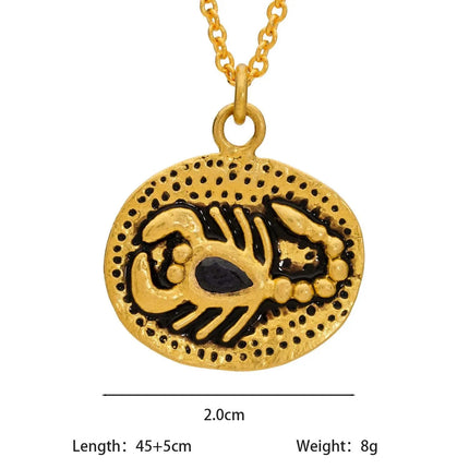 Vintage Zodiac Tarot Coin Necklace