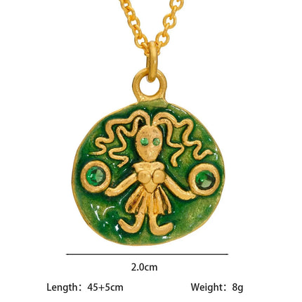 Vintage Zodiac Tarot Coin Necklace