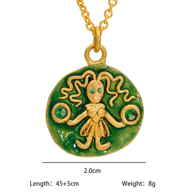 Vintage Zodiac Tarot Coin Necklace
