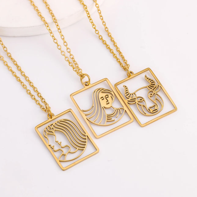 Square Pendant Zodiac Necklace