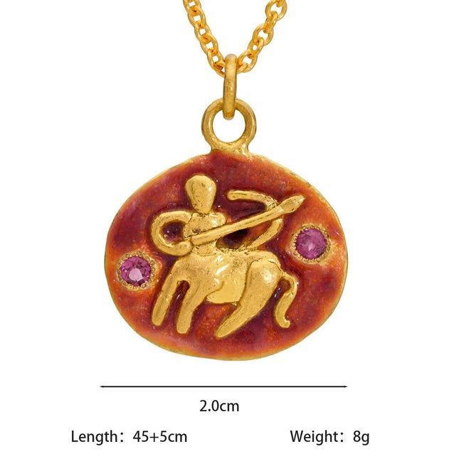 Vintage Zodiac Tarot Coin Necklace