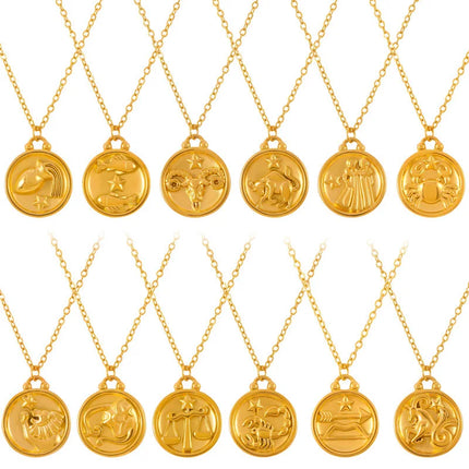 Classic Anaglyph Zodiac Sign Necklace