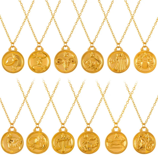 Classic Anaglyph Zodiac Sign Necklace