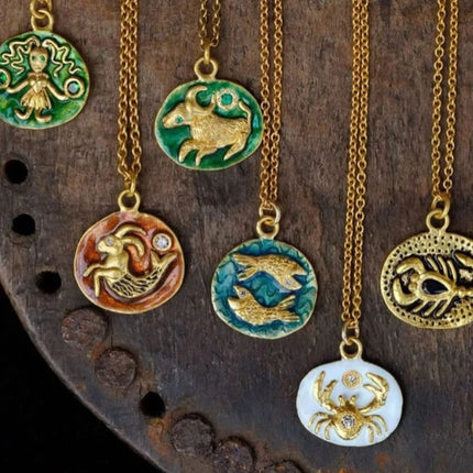 Vintage Zodiac Tarot Coin Necklace