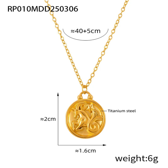Classic Anaglyph Zodiac Sign Necklace