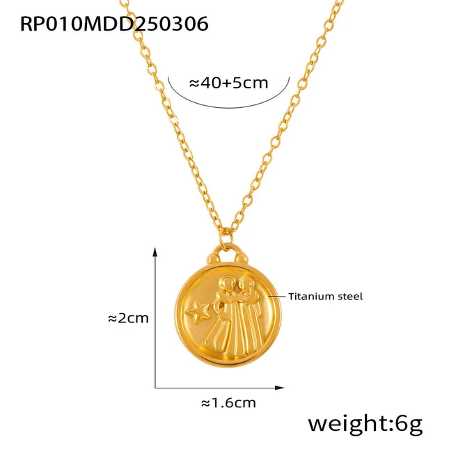 Classic Anaglyph Zodiac Sign Necklace