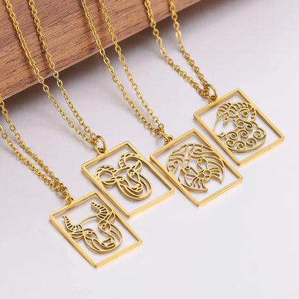 Square Pendant Zodiac Necklace
