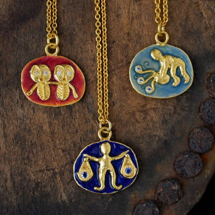Vintage Zodiac Tarot Coin Necklace