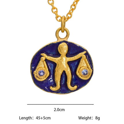 Vintage Zodiac Tarot Coin Necklace