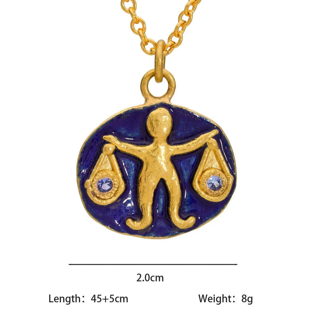 Vintage Zodiac Tarot Coin Necklace