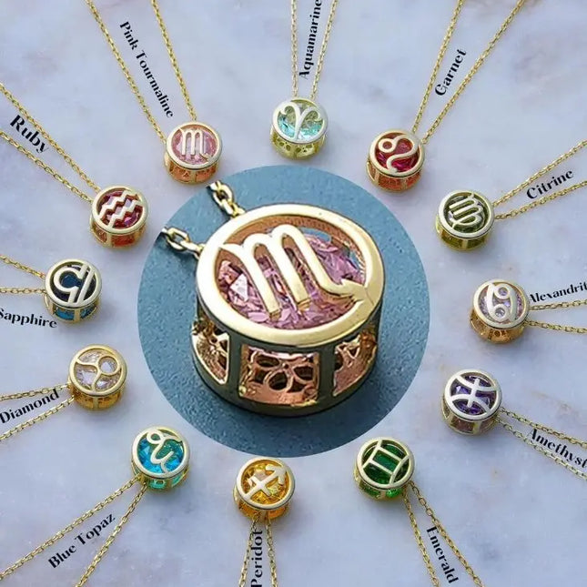 Retro Zodiac Crystal Necklace