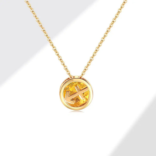 Retro Zodiac Crystal Necklace