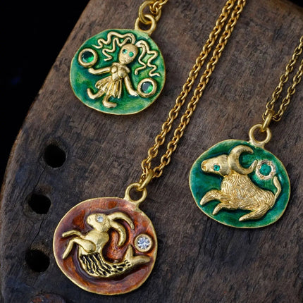 Vintage Zodiac Tarot Coin Necklace
