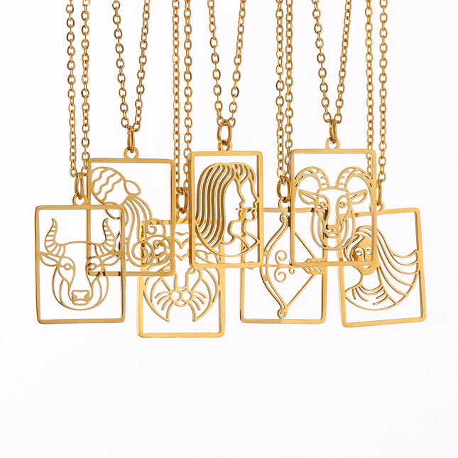 Square Pendant Zodiac Necklace