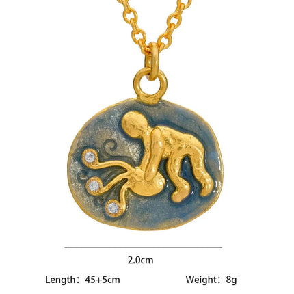 Vintage Zodiac Tarot Coin Necklace