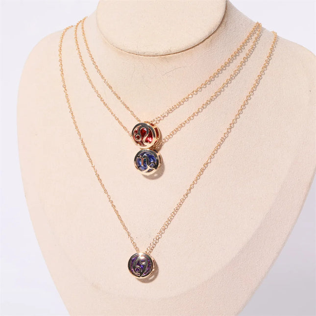 Retro Zodiac Crystal Necklace